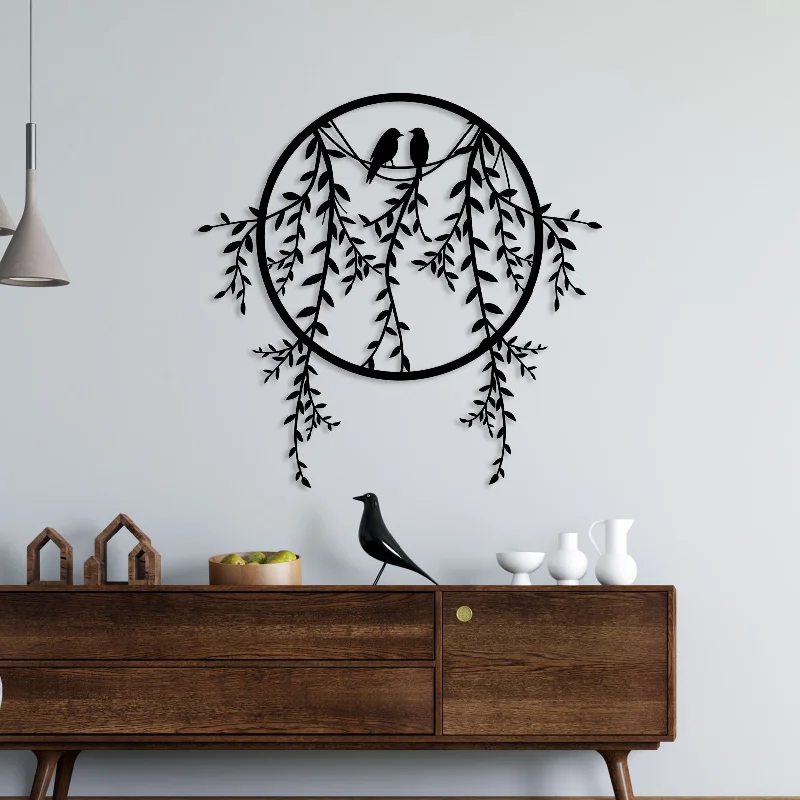 decorative large modern canvas paintings-Bird Sitting Metal Wall Art