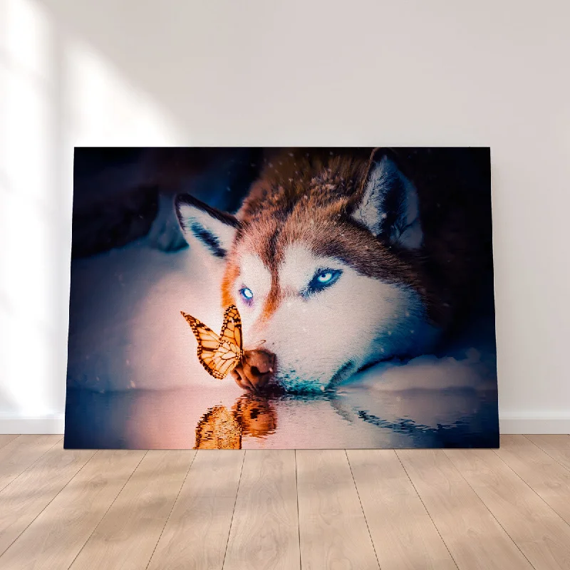 contemporary abstract wall paintings-Blue Eyes Wolf