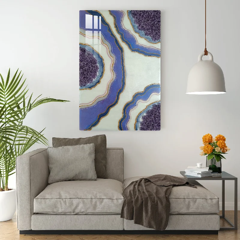 vibrant tropical landscape paintings-Purple Stone Epoxy Resin Wall Art