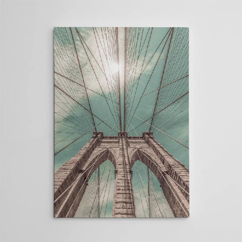 vintage nature canvas paintings-Brooklyn Bridge in Detail