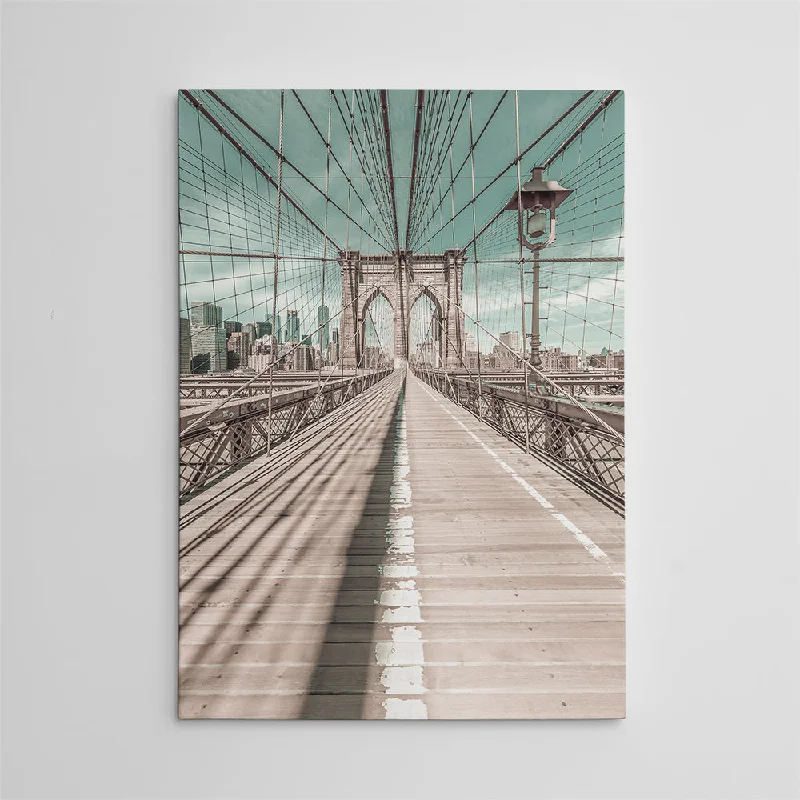 vibrant cityscape art wall paintings-Brooklyn Bridge Vintage Style