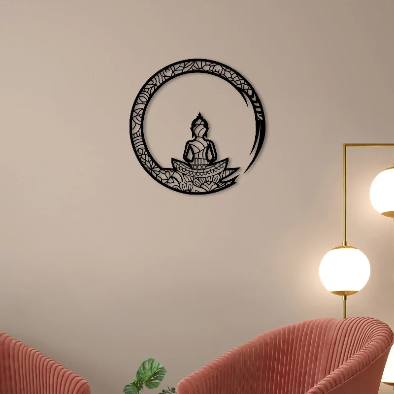 contemporary abstract wall paintings-Buddha Worship Style Metal Wall Art