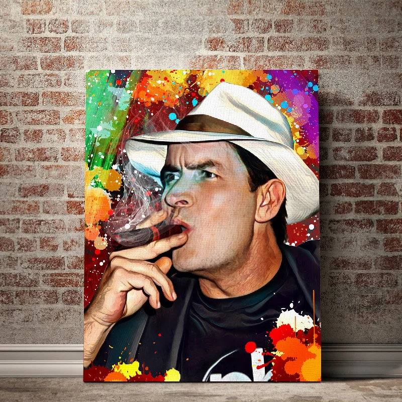 colorful tropical flower paintings-Charlie Sheen WINNING Canvas