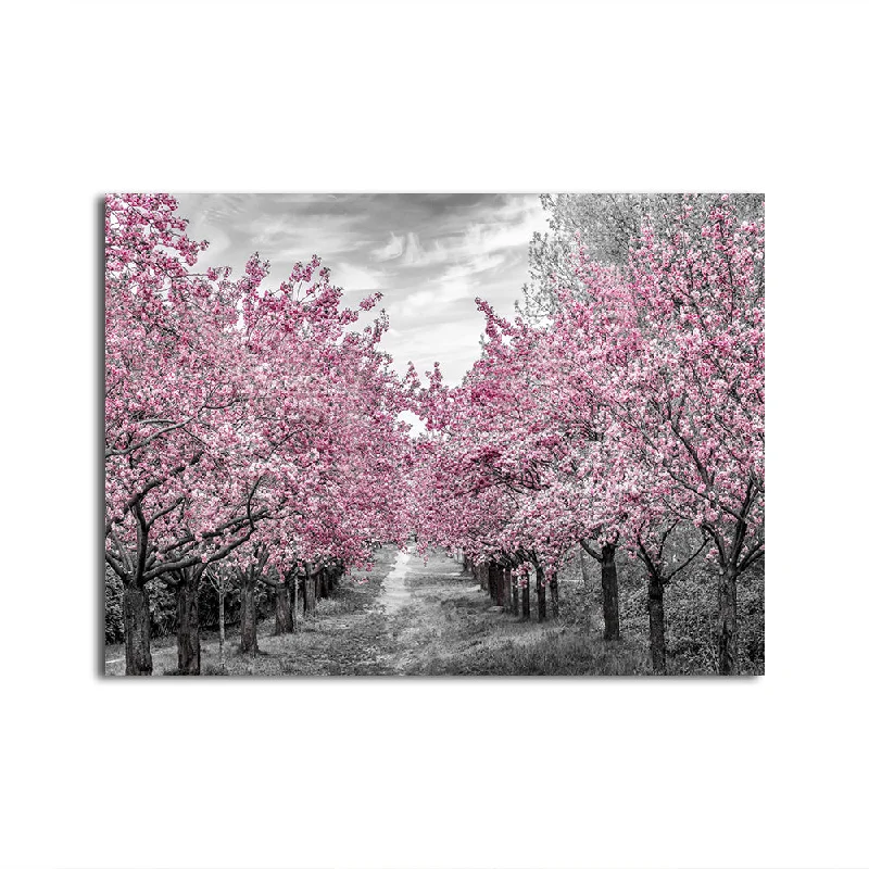 unique modern decorative paintings-Charming Cherry Blossom Alley