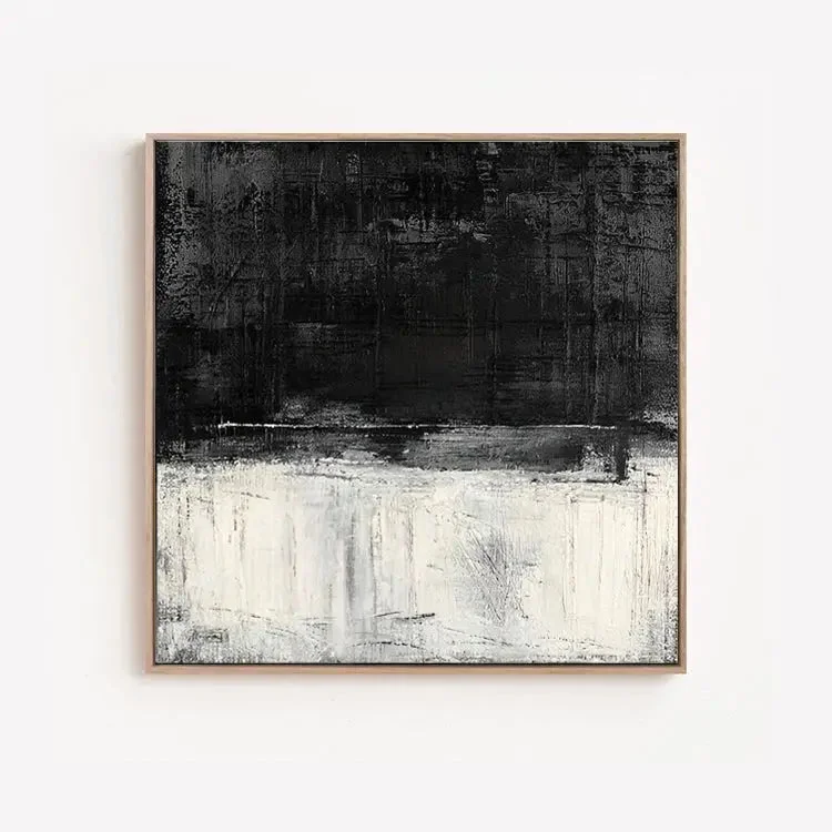 creative nature abstract paintings-Classic - Minimal Black and White Painting on Canvas