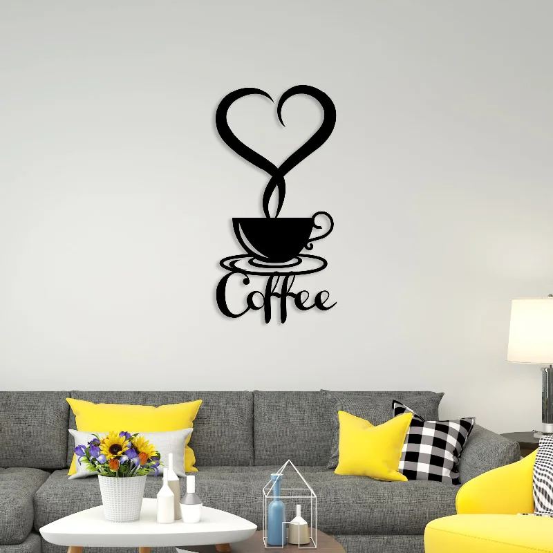 abstract landscape wall canvas art-Coffee With Love Metal Wall Art