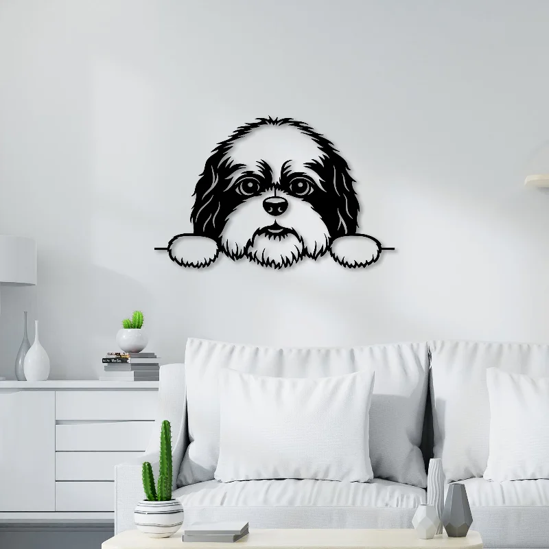 luxury tropical decorative wall art-Cute Puppy Metal Wall Art