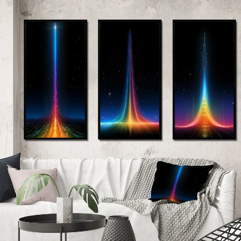 colorful ocean canvas paintings-Designart "Singularity Consciousness Ascension II" Abstract Shapes Frame Gallery Wall Set Of 3 For Home Decor