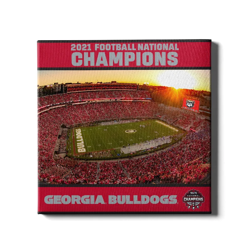 hand-painted geometric art paintings-Georgia Bulldogs - 2021 Sanford Sunset National Champions Georgia Bulldogs