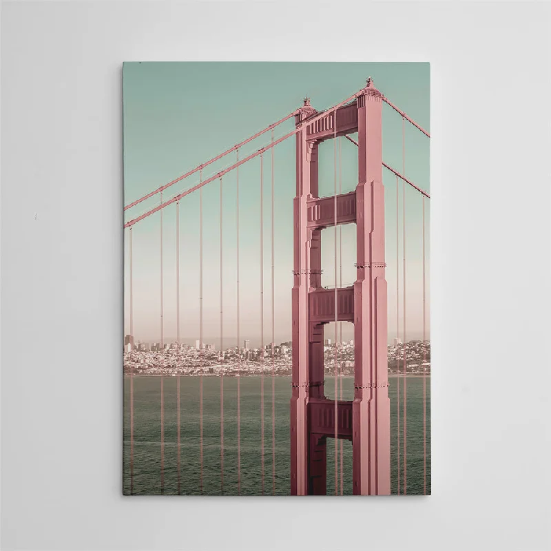 decorative large nature canvas art-Golden Gate Bridge - Urban Vintage Style