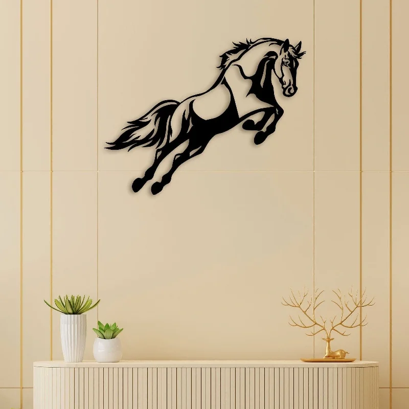 ocean abstract decorative paintings-Jumping Horse Metal Wall Art