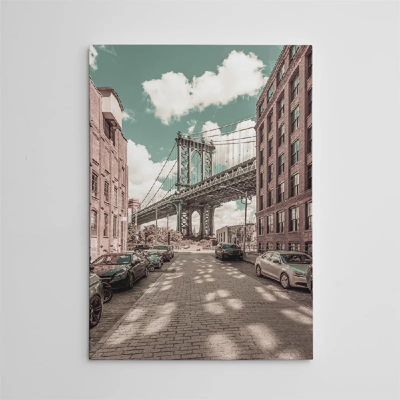 hand-painted tropical paintings-Manhattan Bridge Urban Vintage Style