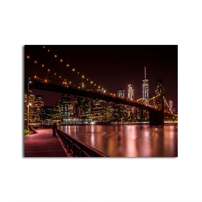 colorful portrait decorative paintings-Manhattan Skyline & Brooklyn Bridge Sunset