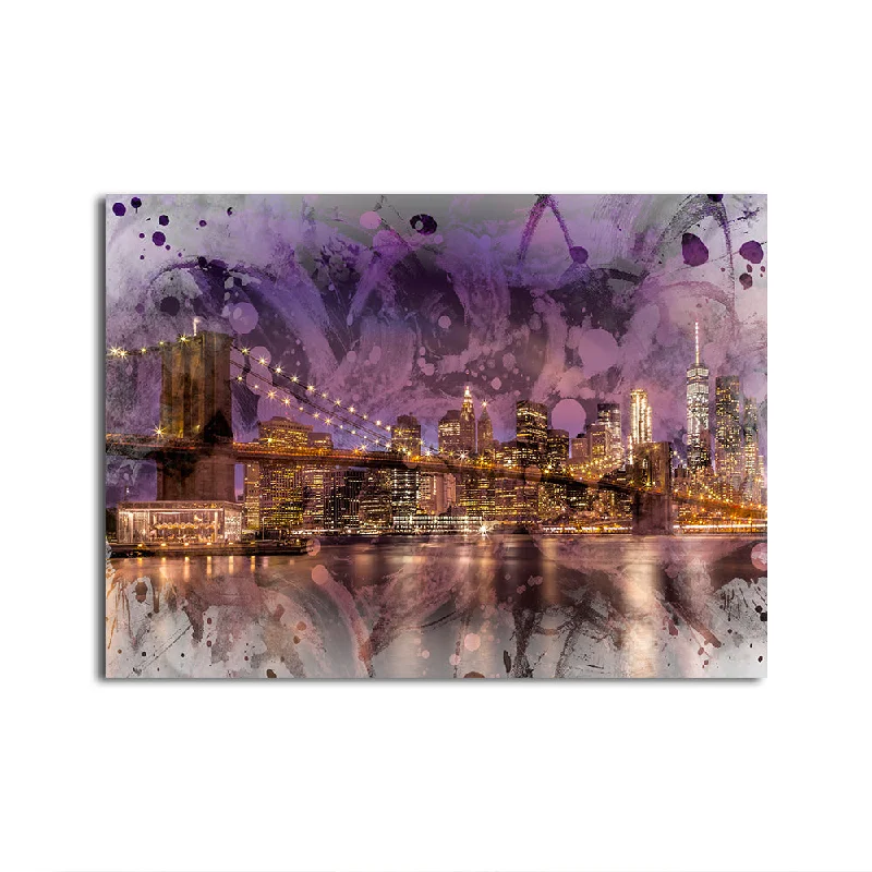 abstract canvas art for home decor-Modern Art Brooklyn Bridge Sunset