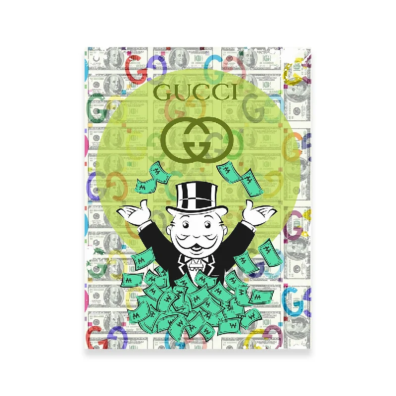 luxury geometric wall art paintings-Monopoly Money GUCCI