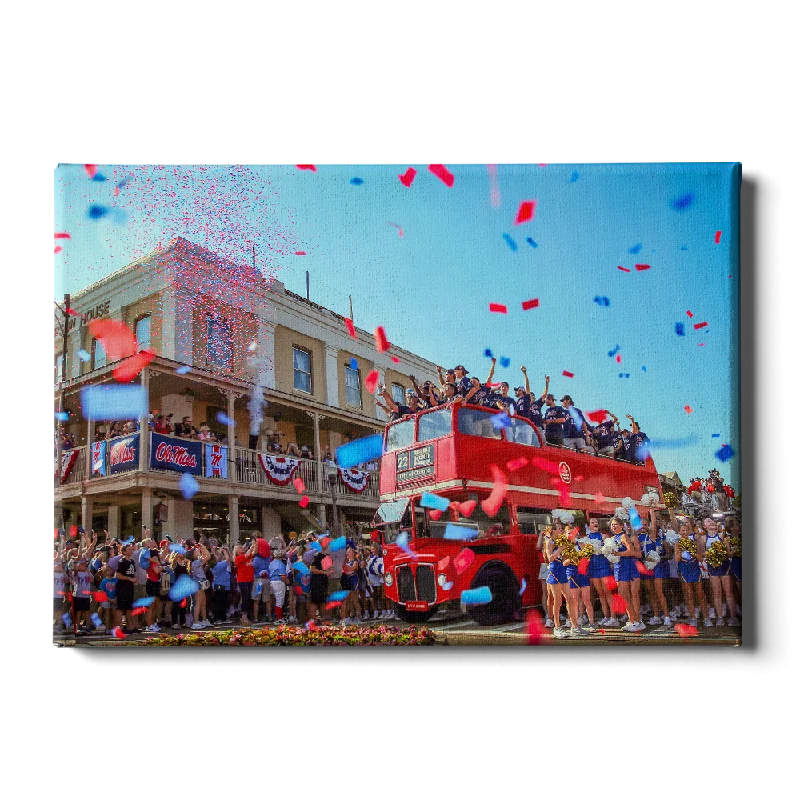 minimalist modern art paintings-Ole Miss Rebels - Double Decker Parade of Champions