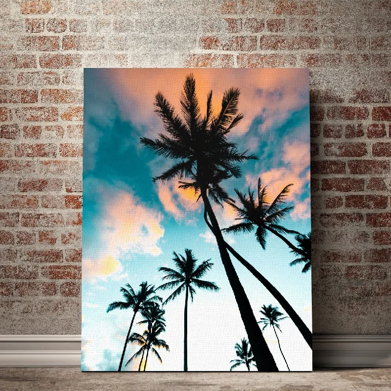 contemporary ocean-themed paintings-Palm Tree Sunrise