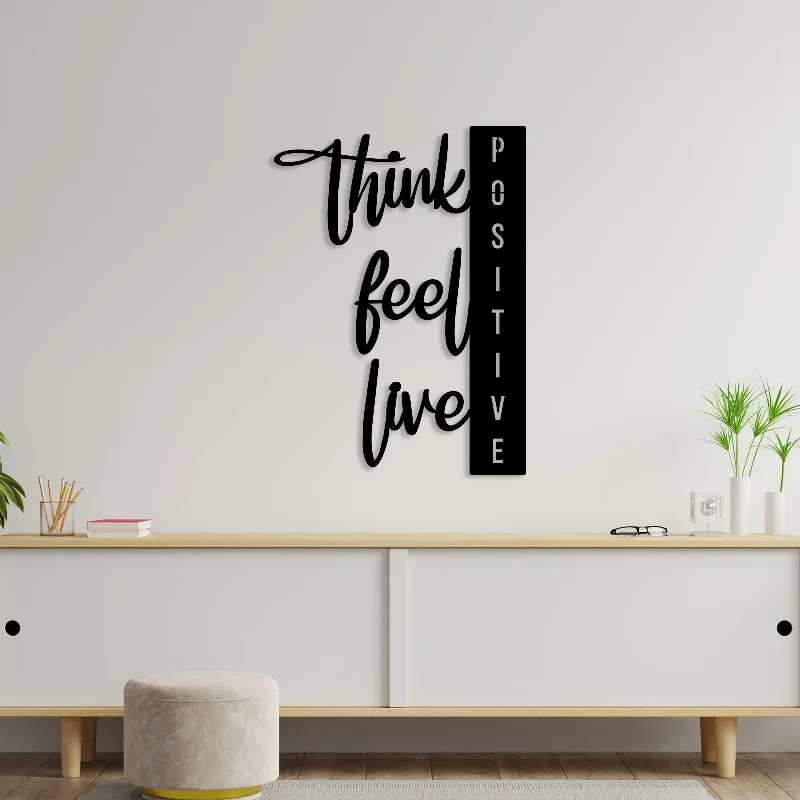 hand-painted floral wall paintings-Positive Vibes Metal Wall Art