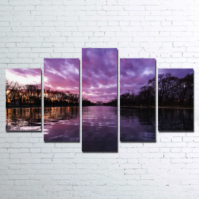 large geometric nature decorative paintings-Reflecting Pool Canvas Set