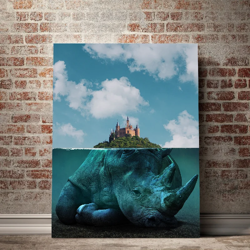 geometric coastal decorative paintings-Rhino Island