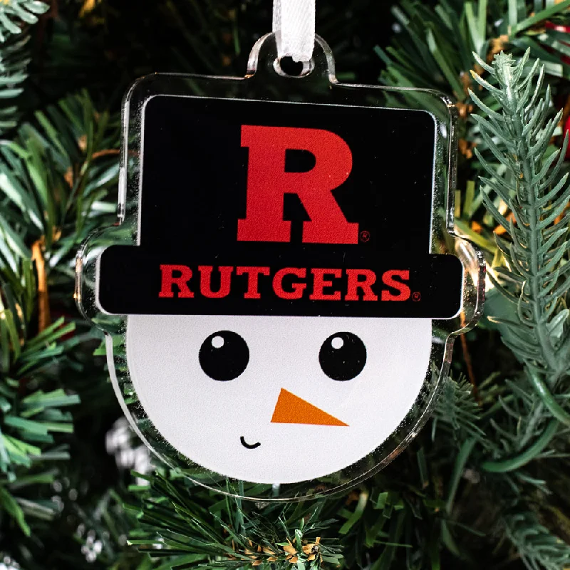 unique nature-themed canvas paintings-Rutgers Scarlet Knights - Rutgers Snowman Head Double-Sided Ornament