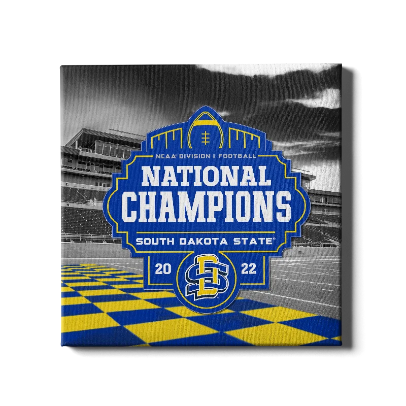 nature-inspired wall decor paintings-South Dakota State Jackrabbits - SDSU National Champions Checkerboard End Zone