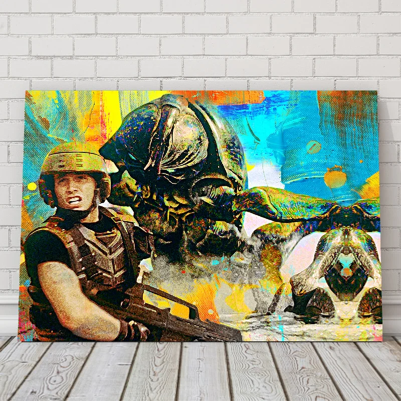 artistic tropical beach paintings-Starship Troopers Canvas Set