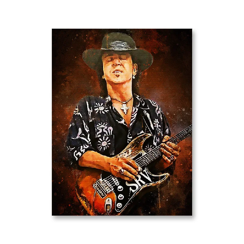 vintage canvas art paintings-Stevie Ray Vaughn