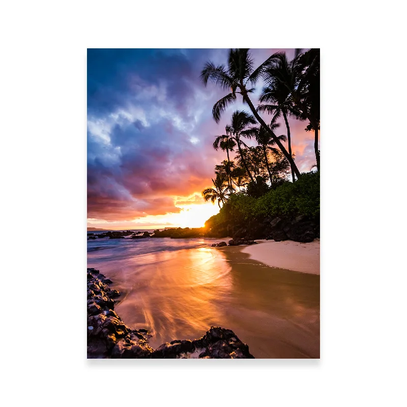 modern tropical nature canvas paintings-Sunset by the Beach