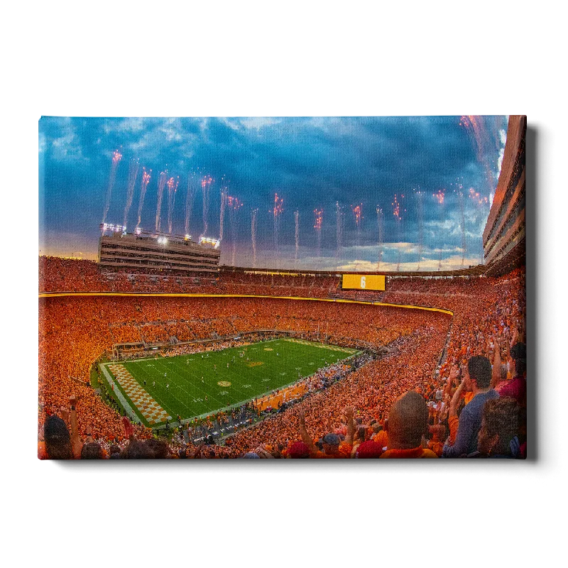 tropical geometric art paintings-Tennessee Volunteers - Give Him Six Sunset