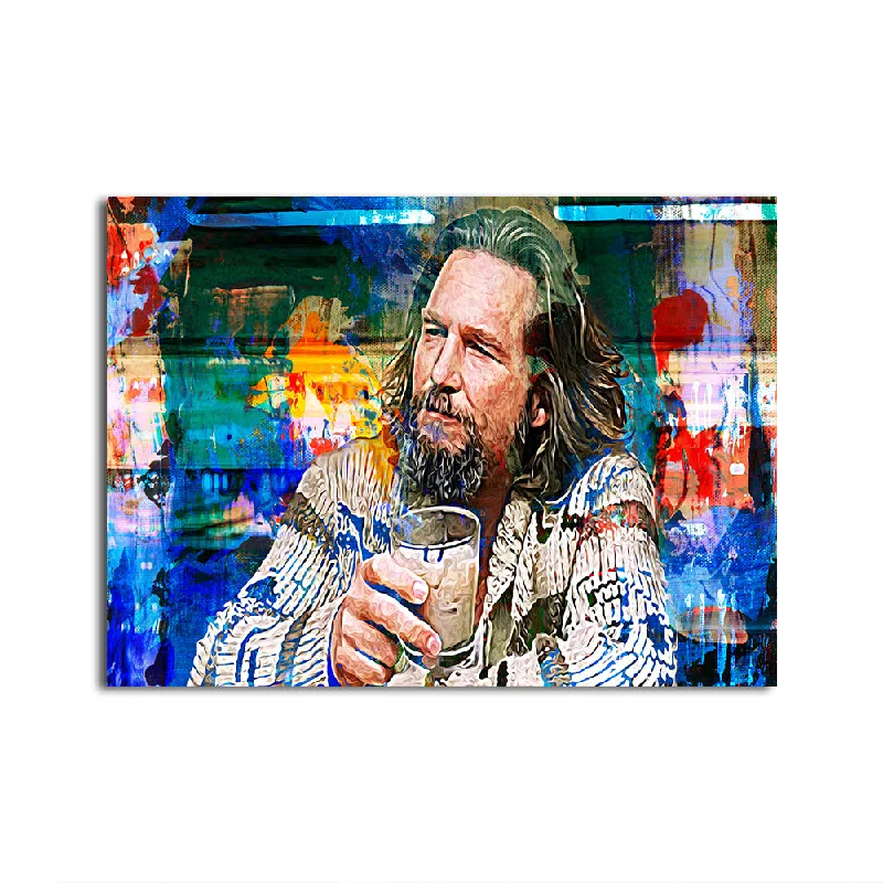 abstract art geometric canvas paintings-The Dude Vintage Blue