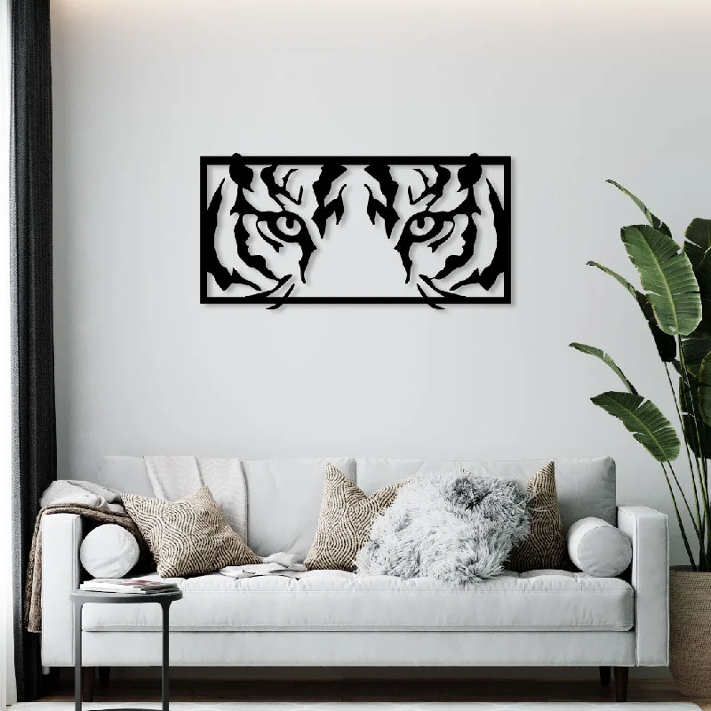 vibrant geometric canvas paintings-Tiger Eyes Metal Wall Art