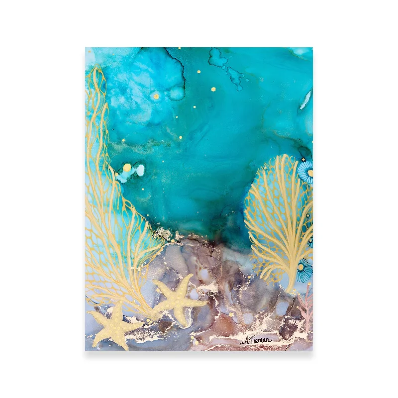 oversized flower canvas paintings-Turquoise Waters l