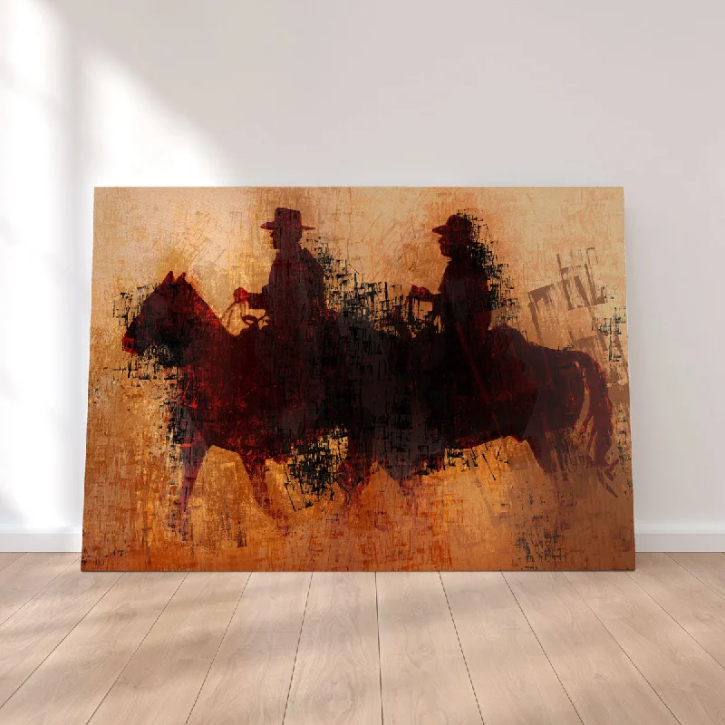 large contemporary geometric paintings-Unforgiven Riders