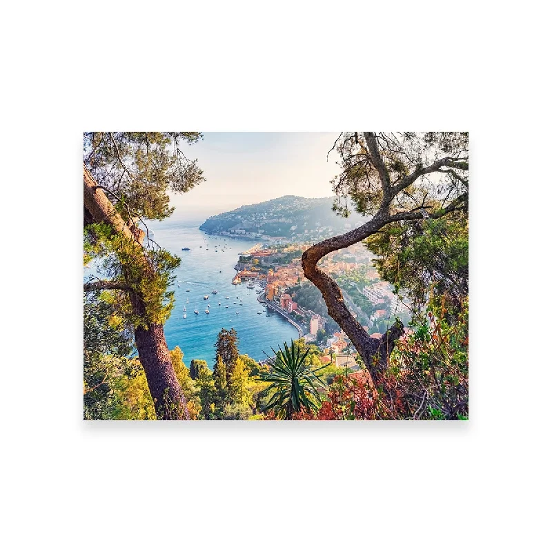 vibrant cityscape art wall paintings-Villefranche Coastline