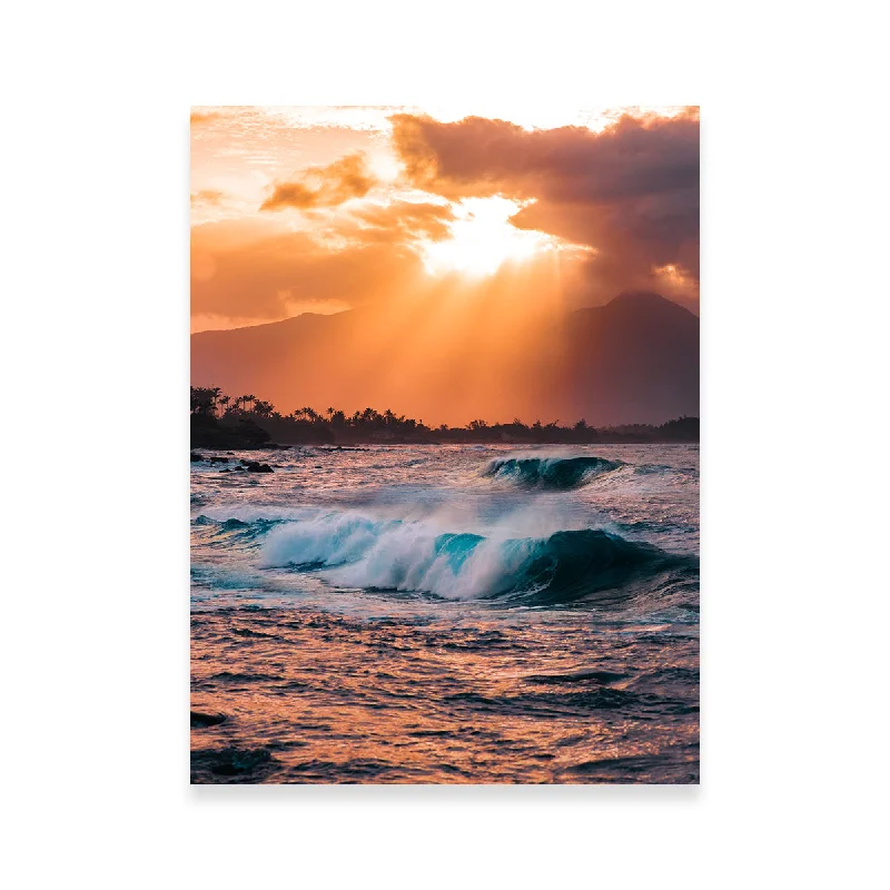 large botanical canvas paintings-Waves at Sunset